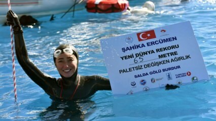 Hahika Ercümen pārspēja pasaules rekordu, nokāpjot līdz 65 metriem!