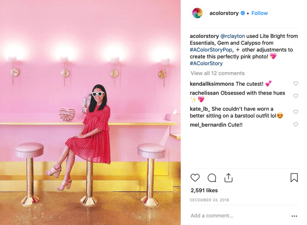Izveidojiet krāsu stāsta Instagram stāsta 7. darbību, parādot pabeigtu ziņu.