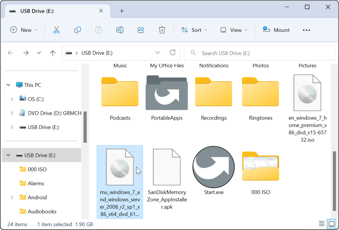 Kā uzstādīt ISO attēlu operētājsistēmā Windows 11