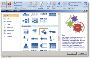 Microsoft Word 2007 ievietojiet Smartart