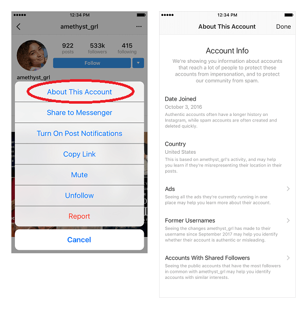Instagram paziņoja, ka izlaiž jaunu funkciju, lai palīdzētu lietotājiem novērtēt kontu autentiskumu ar lielu sekojumu Instagram.