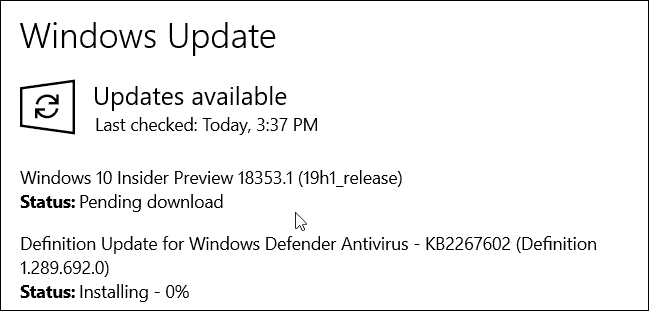 Windows 10 19H1 Build 18353