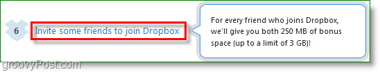 Dropbox ekrānuzņēmums - apgūstiet vietu, uzaicinot draugus