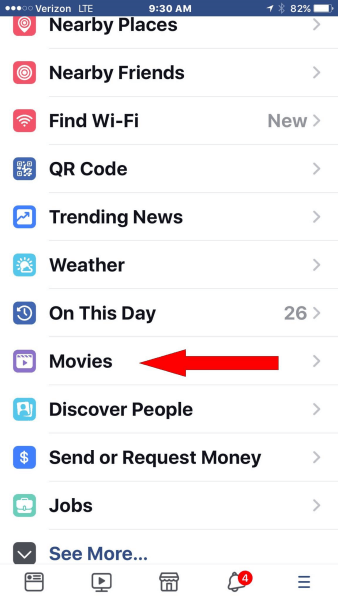 Mobilās lietotnes galvenajā navigācijas izvēlnē Facebook pievieno īpašu filmu sadaļu.