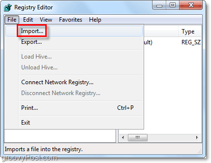 reģistra importēšana Windows 7 un Vista