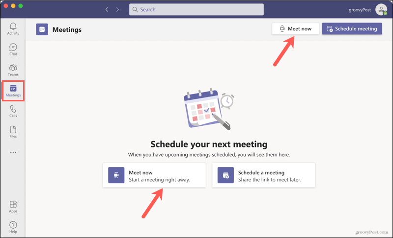 Nekavējoties iestatiet sapulci Microsoft Teams