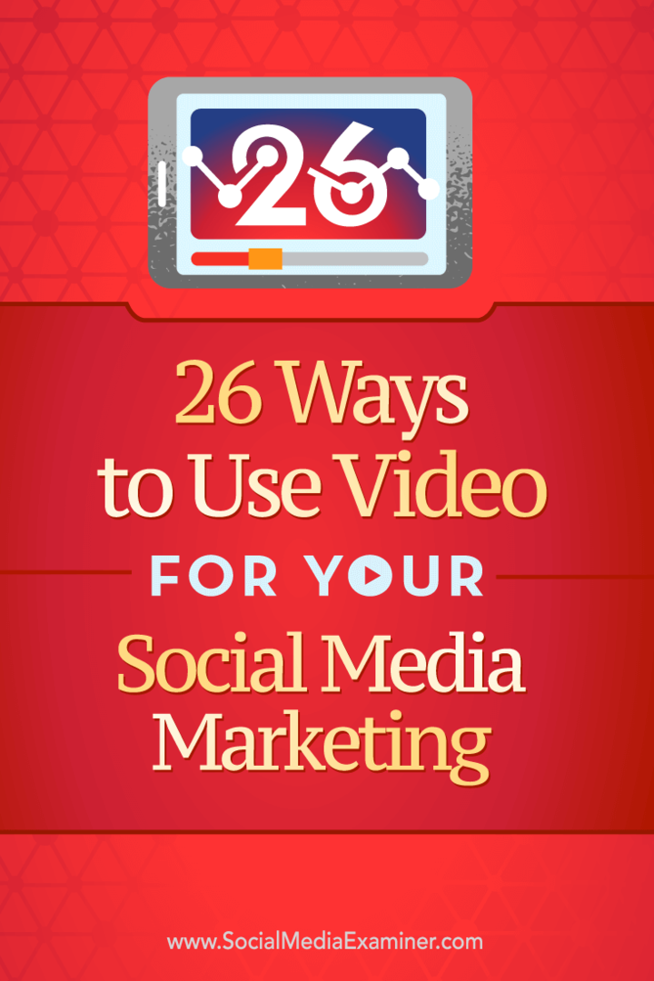 Padomi par 26 veidiem, kā video var izmantot savā sociālajā mārketingā.