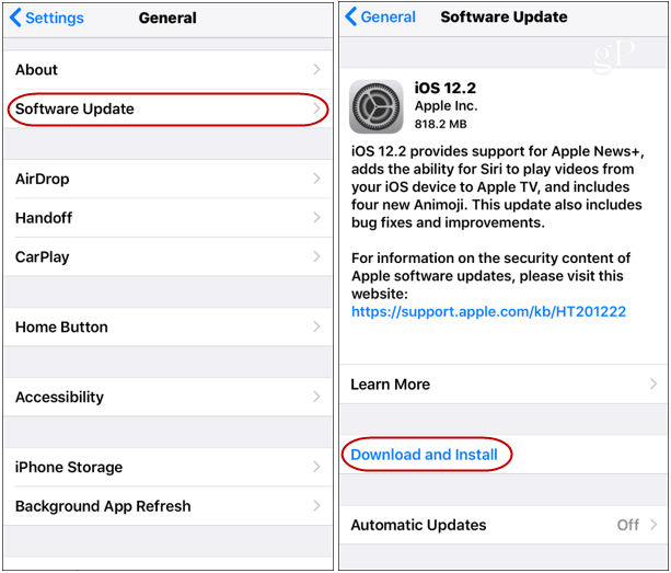 iOS 12.2 atjauninājums