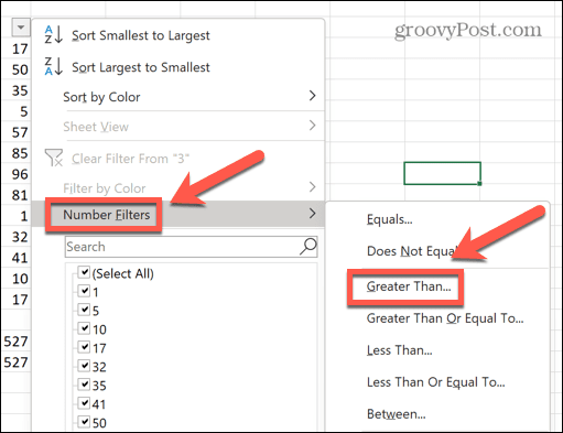 Excel filtra iestatīšana