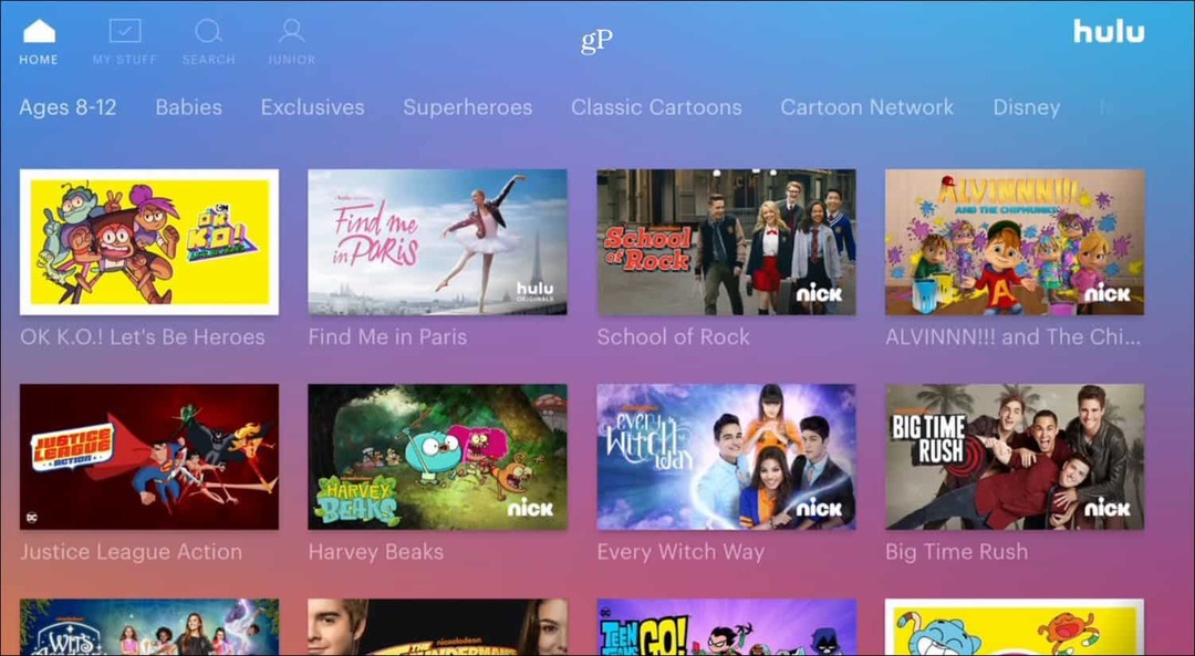 Hulu Kids profils Apple TV