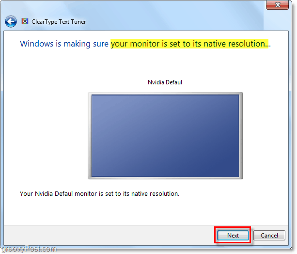pārliecinieties, vai Windows 7 monitors ir iestatīts uz sākotnējo izšķirtspēju