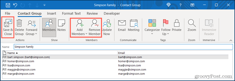 Rediģējiet kontaktpersonu grupu programmā Outlook
