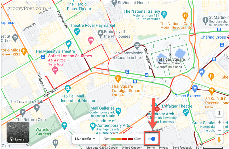 Google Maps tiešraides satiksmes pārslēgs