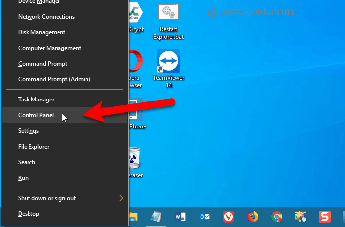 Vadības panelis ir pievienots Windows 10 izvēlnei Win + X