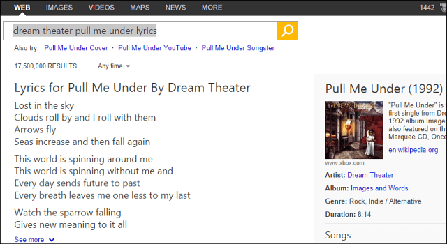 Google kopē Bingu, meklēšanas rezultātos pievieno dziesmu vārdus