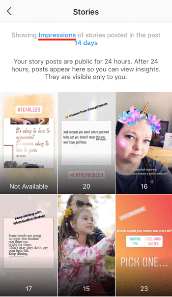 Skatiet Instagram Stories IA datus, 4. darbība.