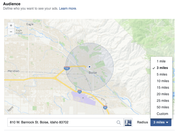 Izmantojiet ģeogrāfisko mērķauditorijas atlasi, lai sasniegtu cilvēkus, izmantojot savas reklāmas Facebook, Snapchat un citās platformās.