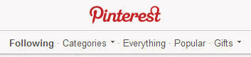 Pinterest veco kategoriju sadaļa