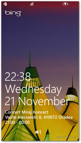 Windows Phone 8 bloķēšanas ekrāna ātrais statuss