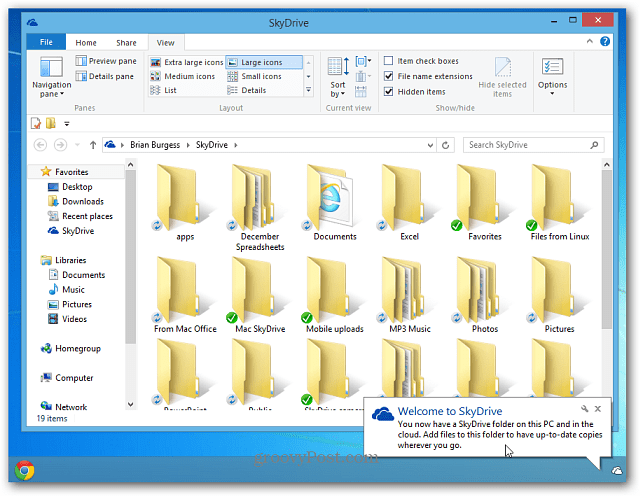 SkyDrive Windows 8 darbvirsma