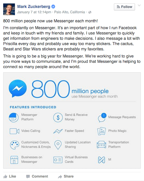 facebook Messenger funkcijas