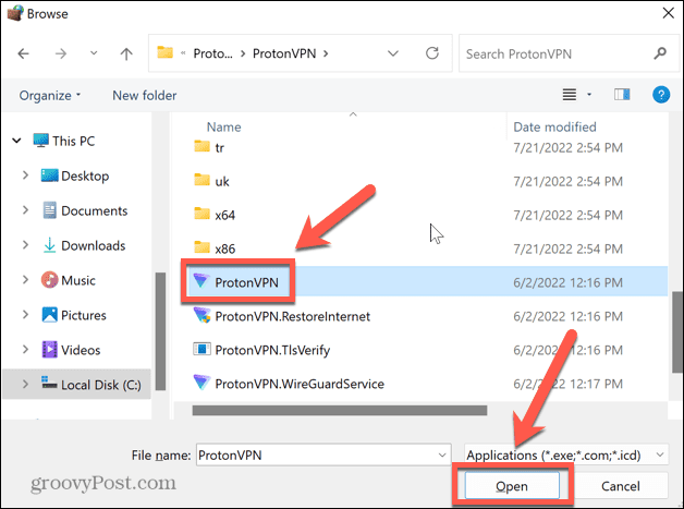 Windows 11 atlasiet vpn lietotni