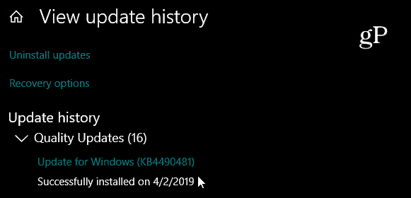 Windows 10 kumulatīvais atjauninājums KB4490481