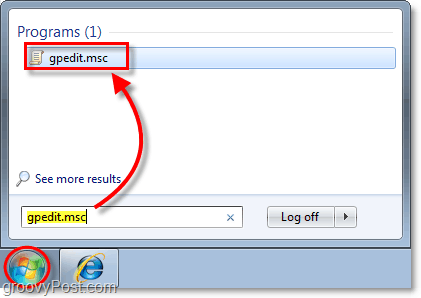 ierakstiet gpedit.msc Windows 7 uzdevumjoslā, kā piekļūt vietējam grupas politikas redaktoram 7. logā