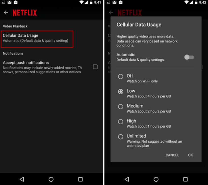 Ierobežojiet Netflix datu izmantošanu operētājsistēmā Android vai iPhone, lai izvairītos no pārāk lielām maksām