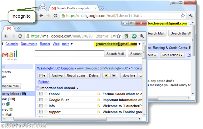 Kā pieteikties vairākos kontos jebkurā vietnē, izmantojot pārlūka Chrome inkognito režīmu