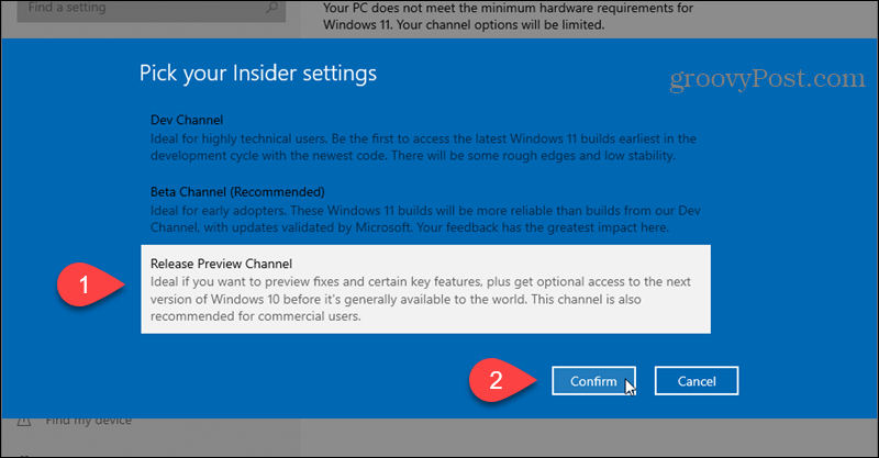 Atlasiet Windows Insider programmas izlaiduma priekšskatījuma kanālu