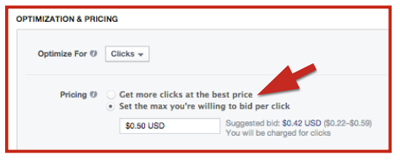 facebook reklāmas cenu noteikšanas iespējas