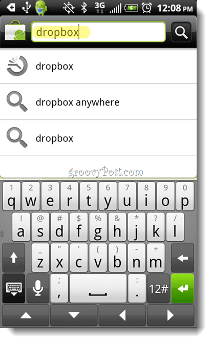 Android Dropbox meklēšanas lietotne