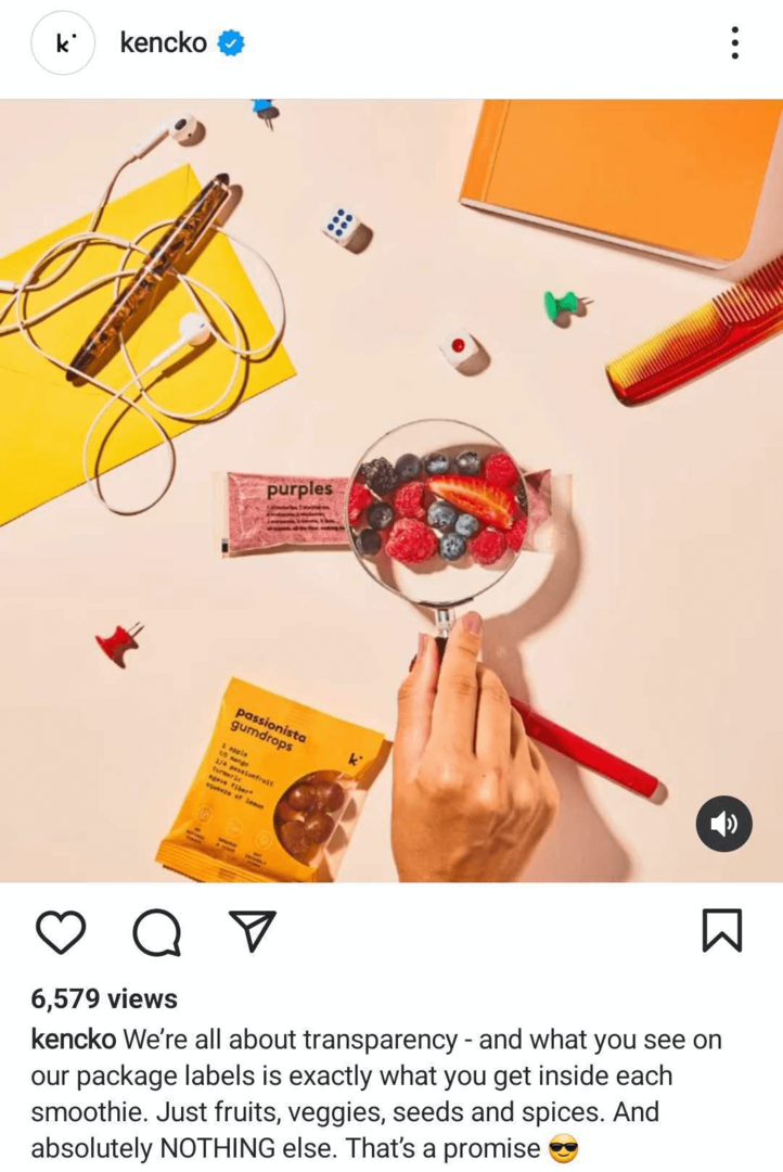Instagram ruļļa koplietošanas zīmola vērtību piemērs