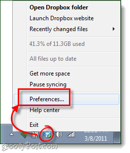 dropbox preferences uzdevumjoslas ikona
