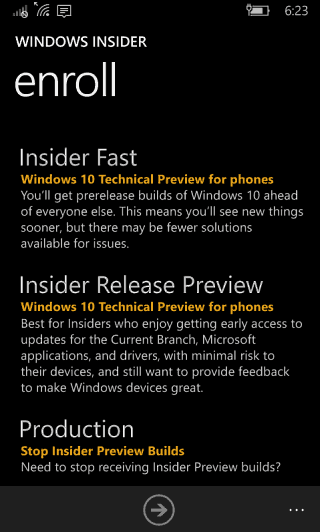 Windows 10 mobilās iekšējās informācijas izlaišanas priekšskatījums