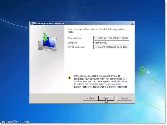 pārliecinieties, vai Windows 7 sistēmas attēls ir pareizais