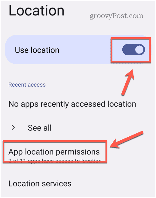 Android atrašanās vietas atļaujas