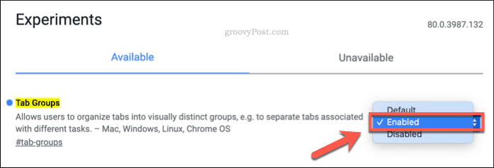 Cilņu grupu iespējošana pārlūkā Chrome