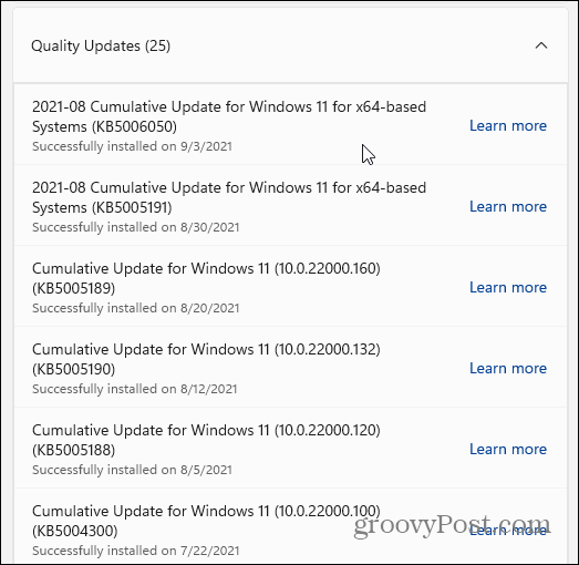 Windows 11 kvalitātes atjauninājumi