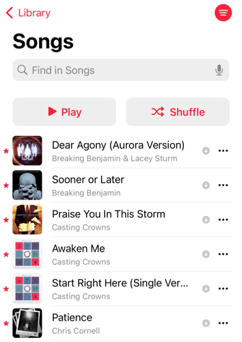 Iecienītākās dziesmas pakalpojumā Apple Music