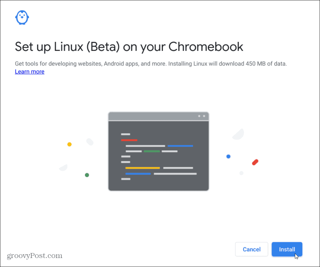  instalēt linux chromebook