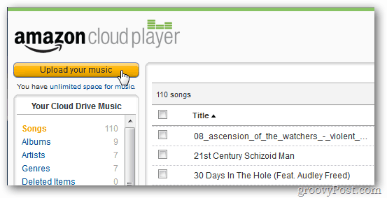Amazon Cloud Player augšupielādējiet savu mūziku