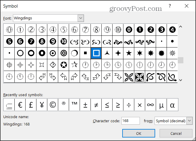 Aizzīmju simboli programmā Word