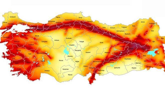 Turcijas zemestrīces riska karte