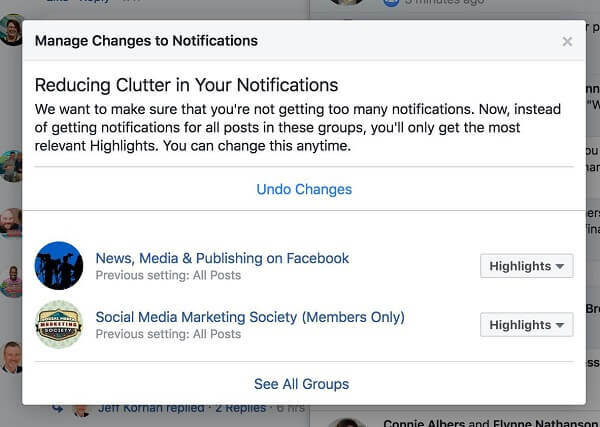Facebook aktīvi samazina jucekli, parādot lietotājiem mazāk paziņojumu no noteiktām grupām.