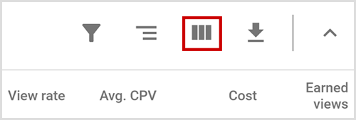 Google AdWords poga Mainīt kolonnas