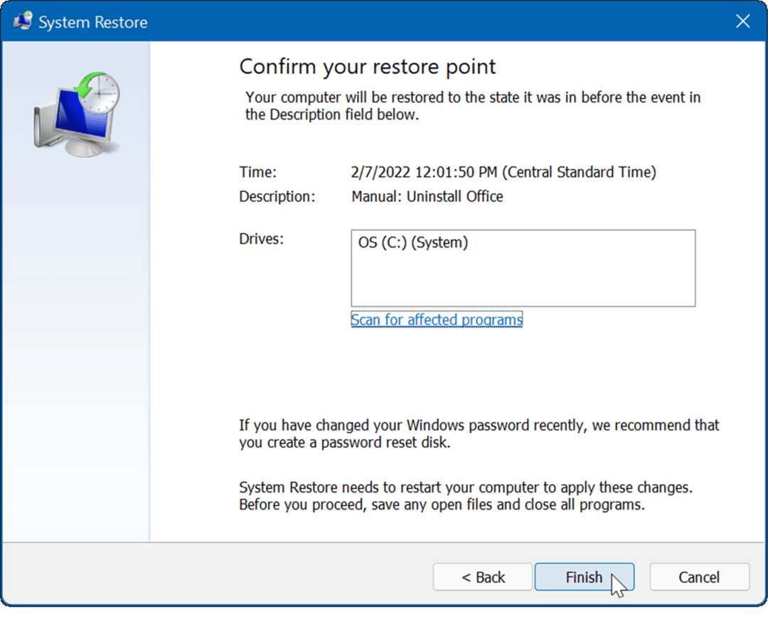 Izveidojiet atjaunošanas punktu operētājsistēmā Windows 11