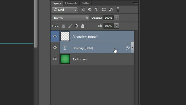 Apkrāptu Photoshop teksta slāņa transformācijas Triks atlasītu slāņu slāņus panelī Photoshop