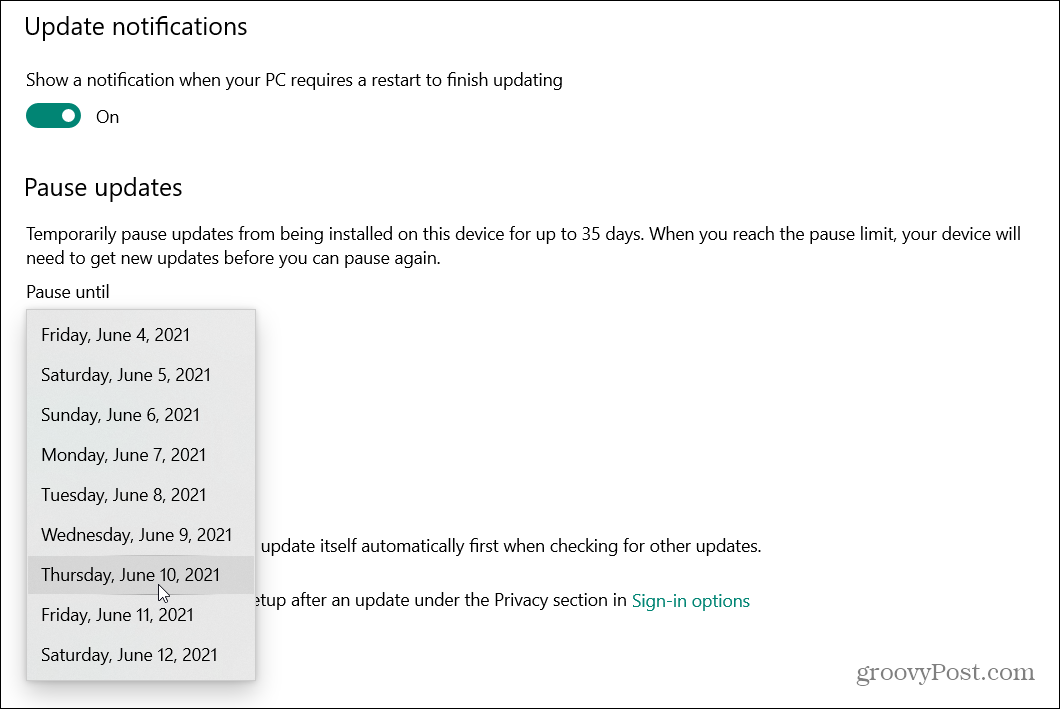 Kā aizkavēt Windows 10 maija 2021 atjauninājumu (versija 21H1)